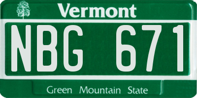 VT license plate NBG671