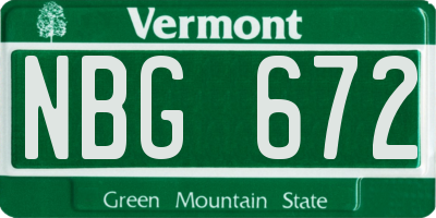 VT license plate NBG672
