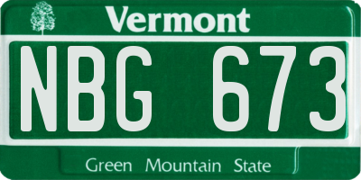 VT license plate NBG673