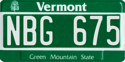 VT license plate NBG675