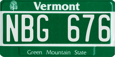 VT license plate NBG676