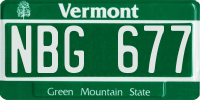 VT license plate NBG677
