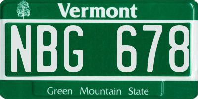 VT license plate NBG678