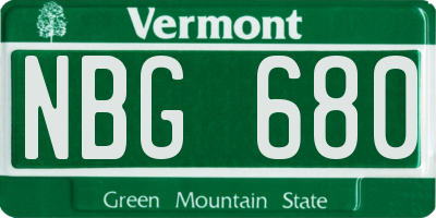 VT license plate NBG680