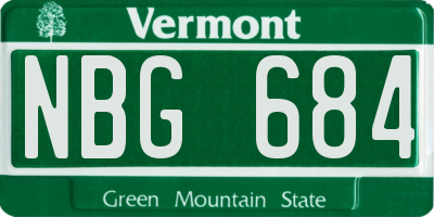 VT license plate NBG684