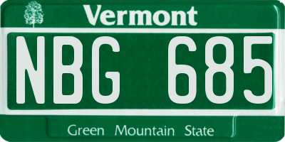 VT license plate NBG685