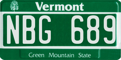 VT license plate NBG689