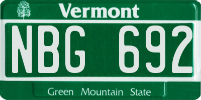VT license plate NBG692