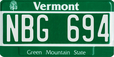 VT license plate NBG694