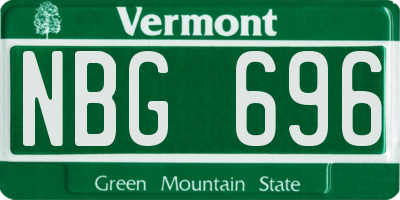 VT license plate NBG696