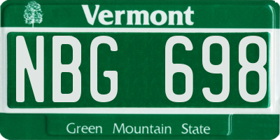 VT license plate NBG698