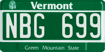 VT license plate NBG699