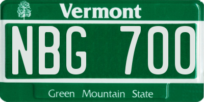 VT license plate NBG700