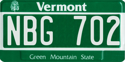 VT license plate NBG702
