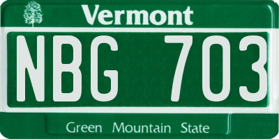 VT license plate NBG703