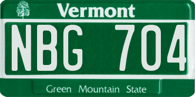 VT license plate NBG704