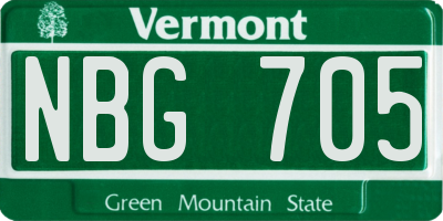 VT license plate NBG705