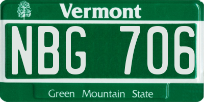 VT license plate NBG706