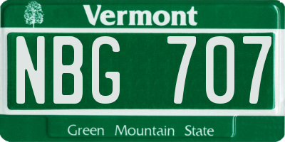 VT license plate NBG707