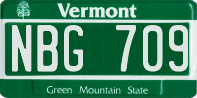 VT license plate NBG709