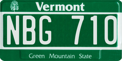 VT license plate NBG710