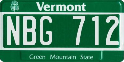VT license plate NBG712