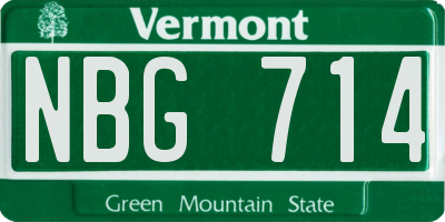 VT license plate NBG714