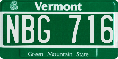 VT license plate NBG716