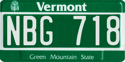 VT license plate NBG718