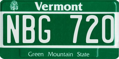 VT license plate NBG720