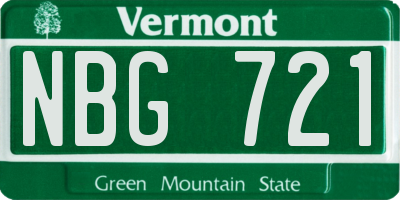 VT license plate NBG721