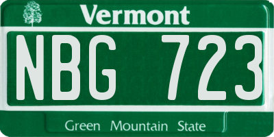 VT license plate NBG723