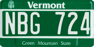 VT license plate NBG724