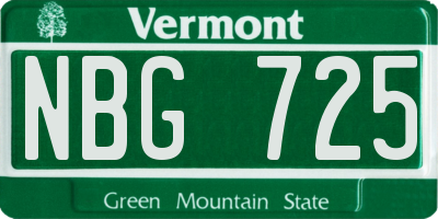 VT license plate NBG725