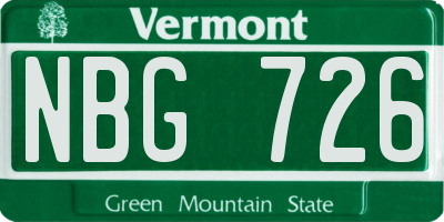 VT license plate NBG726