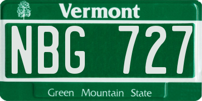 VT license plate NBG727