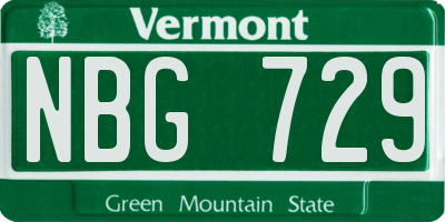 VT license plate NBG729