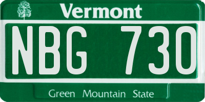 VT license plate NBG730