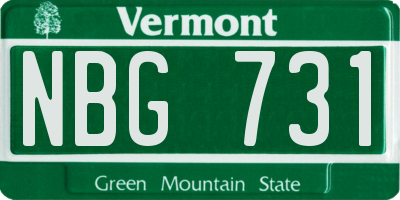 VT license plate NBG731