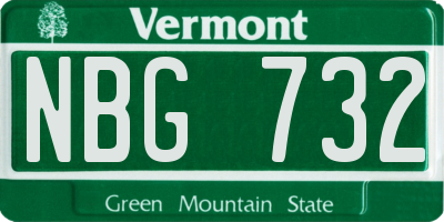 VT license plate NBG732