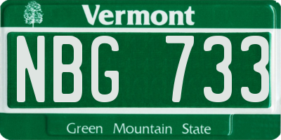 VT license plate NBG733