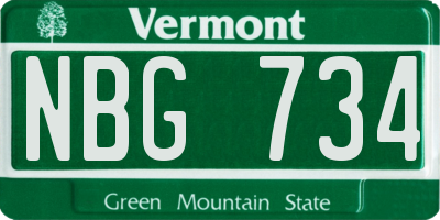 VT license plate NBG734