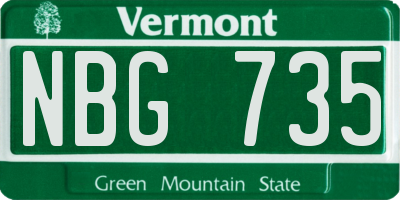 VT license plate NBG735