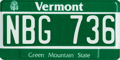 VT license plate NBG736