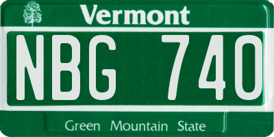 VT license plate NBG740