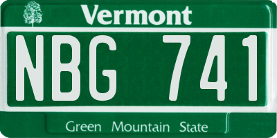 VT license plate NBG741