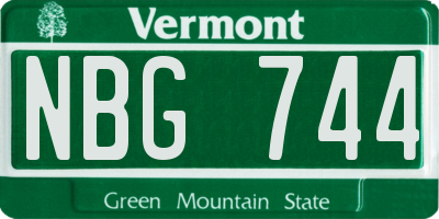 VT license plate NBG744