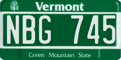 VT license plate NBG745
