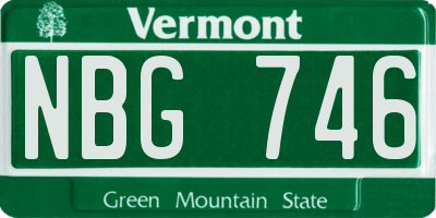 VT license plate NBG746