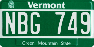VT license plate NBG749